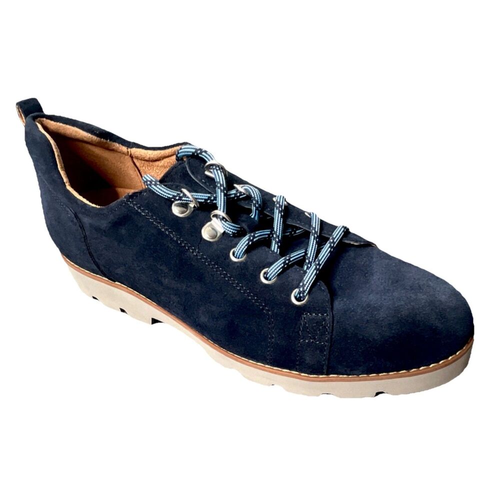 Vionic Ballari Women’s 9.5 Blue Suede  Lace-Up Comfort Oxford Loafer Lug Sole